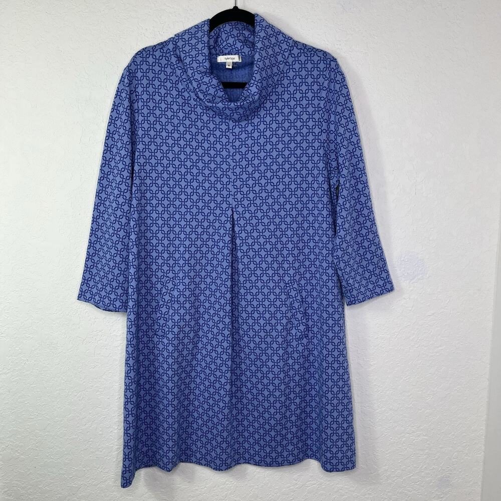 Tyler Böe Blue A Line Mock Neck Midi Dress Size XL, classic, cool, chic, elegant
